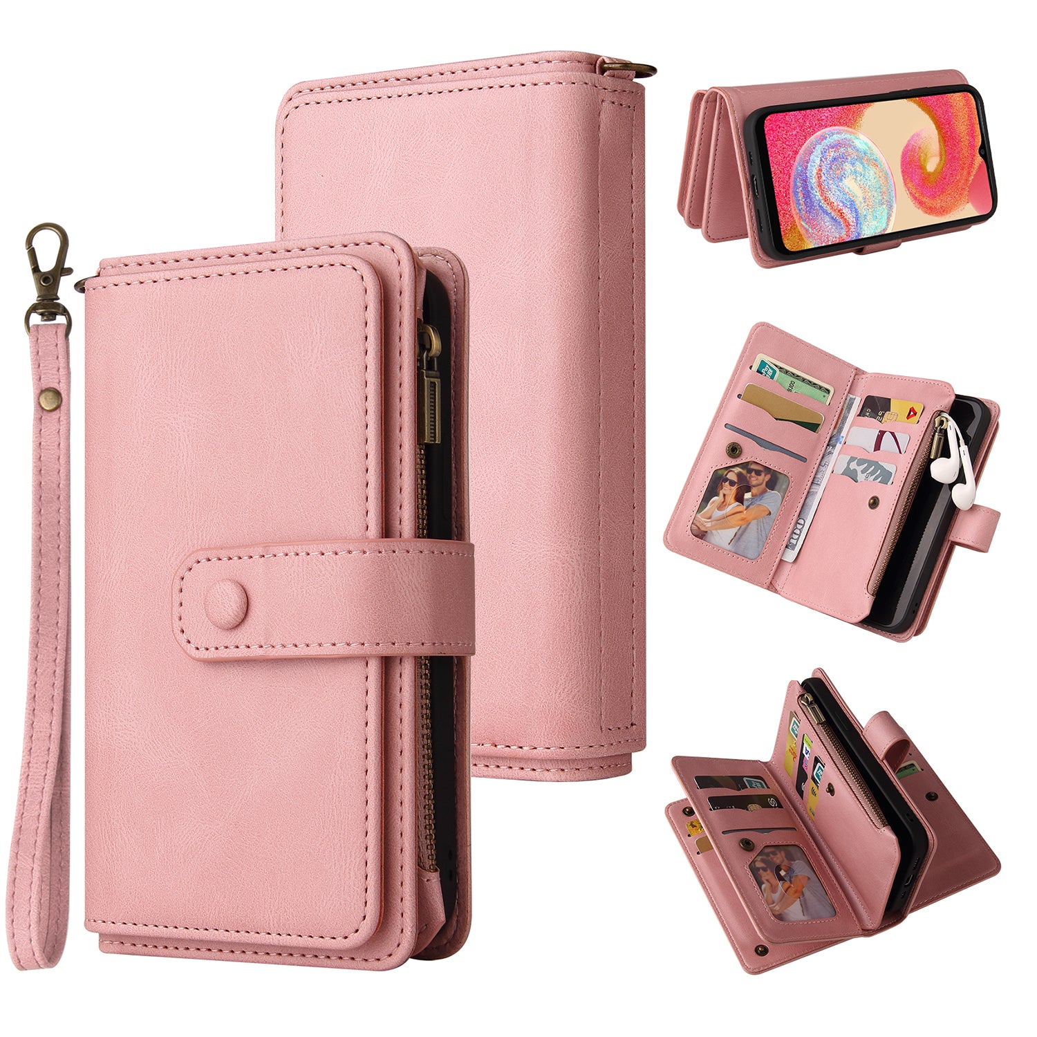 For Samsung Galaxy A04e 4G / F04 4G / M04 4G Phone Case KT Multi-Functional Series-2 Multiple Card Slots Leather Wallet Cover For Samsung Galaxy A04e 4G / F04 4G / M04 4G Phone Case KT Multi-Functional Series-2 Multiple Card Slots Leather Wallet Cover